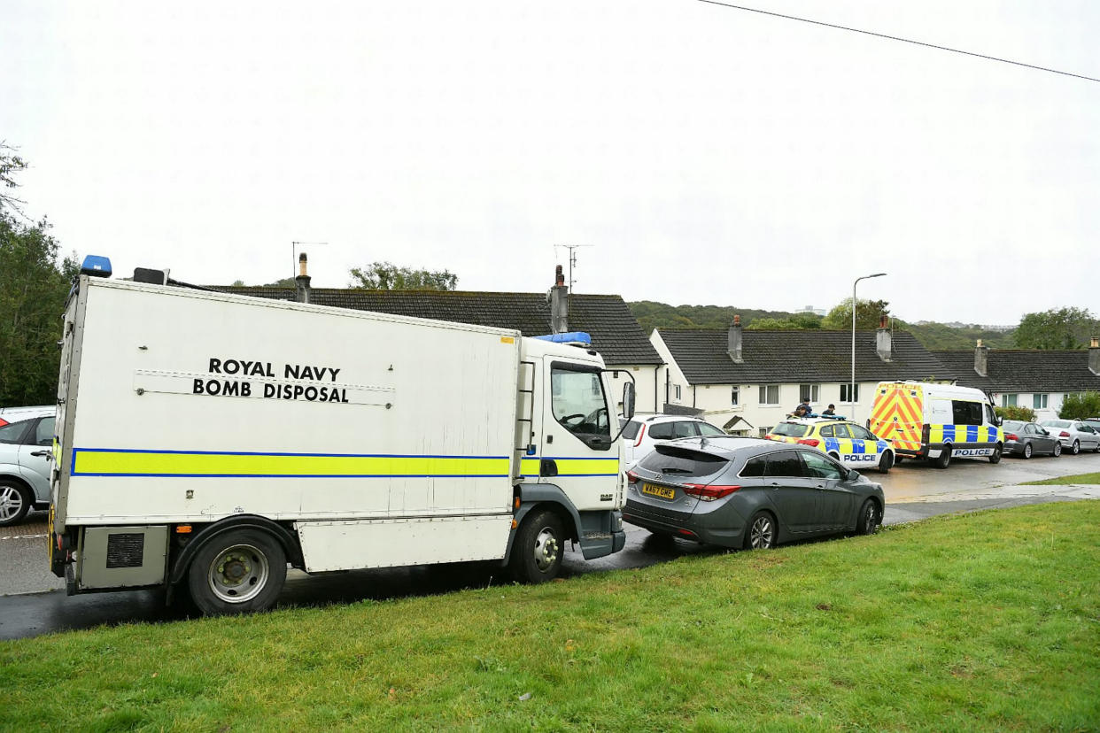 A Royal Navy bomb disposal unit raided the home where the bomb was found (Picture: SWNS)