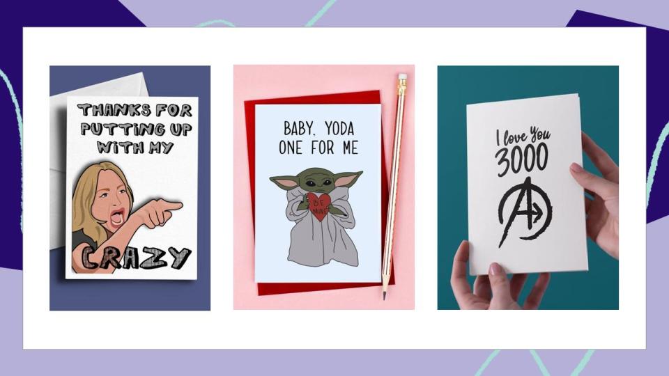 If you and your partner don't take Valentine's Day too seriously, these cards are for you.&nbsp; (Photo: Etsy x HuffPost Finds)