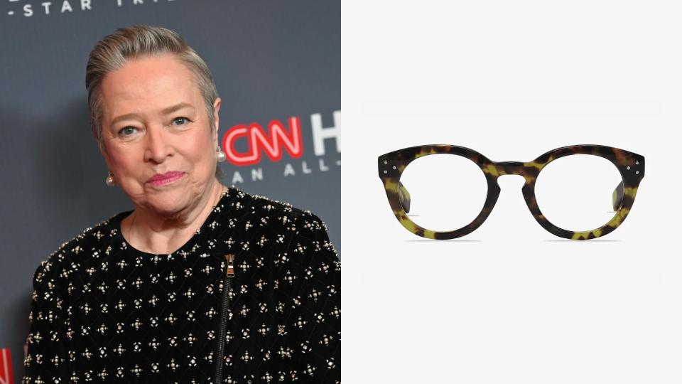 Kathy Bates, Morla Round Tortoise Eyeglasses. (Photo: Getty Images, EyeBuyDirect)