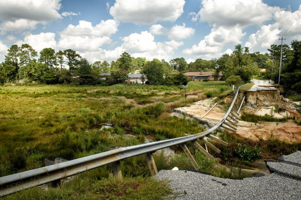 A May 2018 photo shows the damage to the Arran Lake dam after Hurricane Matthew. The dam is one of four at the center of a lawsuit recently dismissed in Cumberland County.