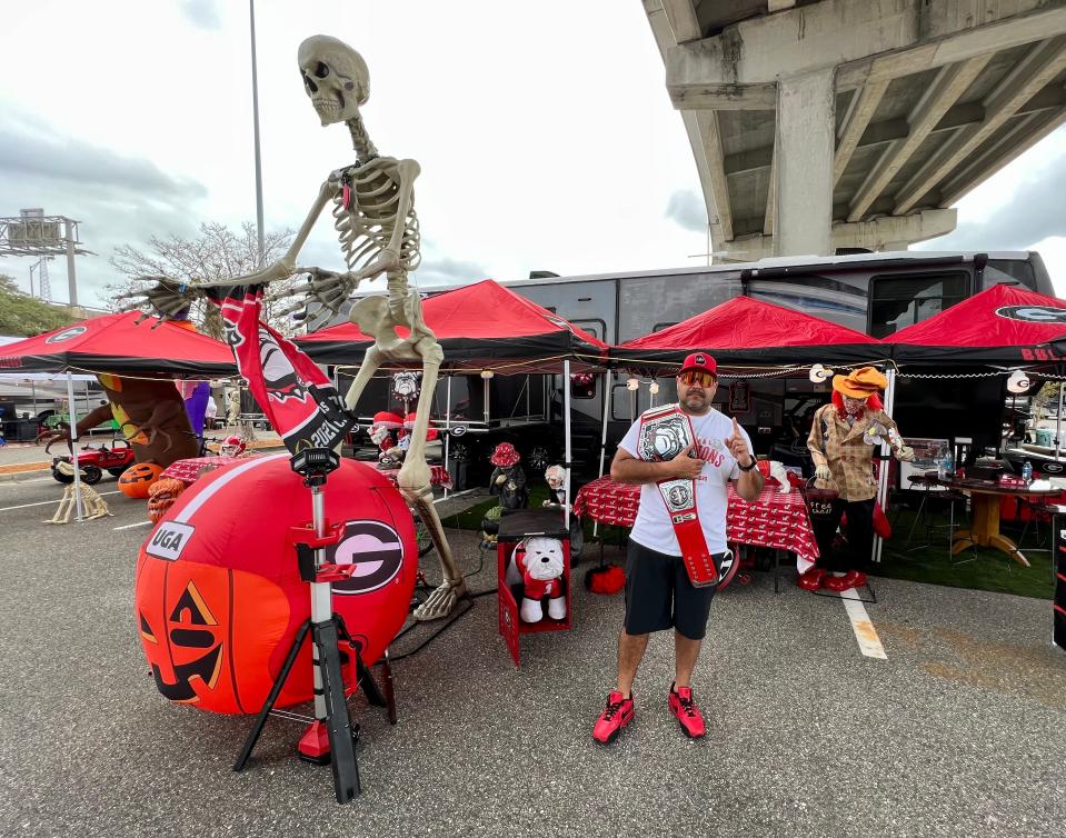 Tony Ramirez grew up in Georgia and now lives in Norfolk, Virginia. He and a cousin, Henry Hinjosa of Orlando, make gathering in RV City a family reunion each year. Hinjosa's RV has won multiple "Best Bulldog Spirit" awards in RV City.