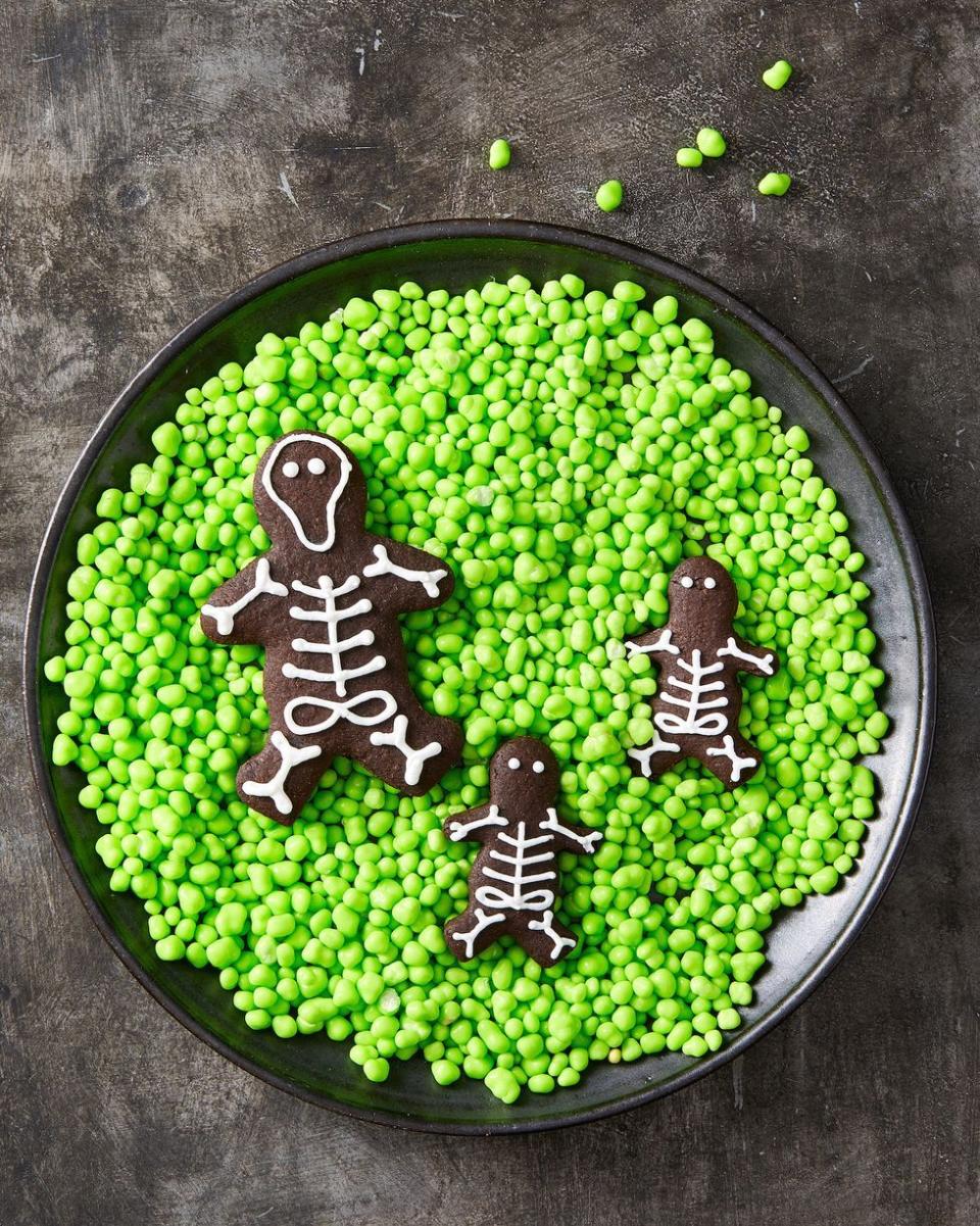 <p>Skip gingerbread men and make this dark chocolate skeleton family using our easiest <a href="https://www.goodhousekeeping.com/food-recipes/a28565256/royal-icing-recipe/" rel="nofollow noopener" target="_blank" data-ylk="slk:Royal Icing;elm:context_link;itc:0;sec:content-canvas" class="link ">Royal Icing</a> recipe instead.</p><p><em><a href="https://www.goodhousekeeping.com/food-recipes/party-ideas/a28592622/chocolate-skeleton-cookies-recipe/" rel="nofollow noopener" target="_blank" data-ylk="slk:Get the recipe for Chocolate Skeleton Cookies »;elm:context_link;itc:0;sec:content-canvas" class="link ">Get the recipe for Chocolate Skeleton Cookies »</a></em></p>