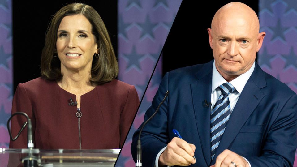 U.S. Sen. Martha McSally, R-Ariz./ Democratic challenger Mark Kelly (Rob Schumacher-Pool/Getty Images (2))