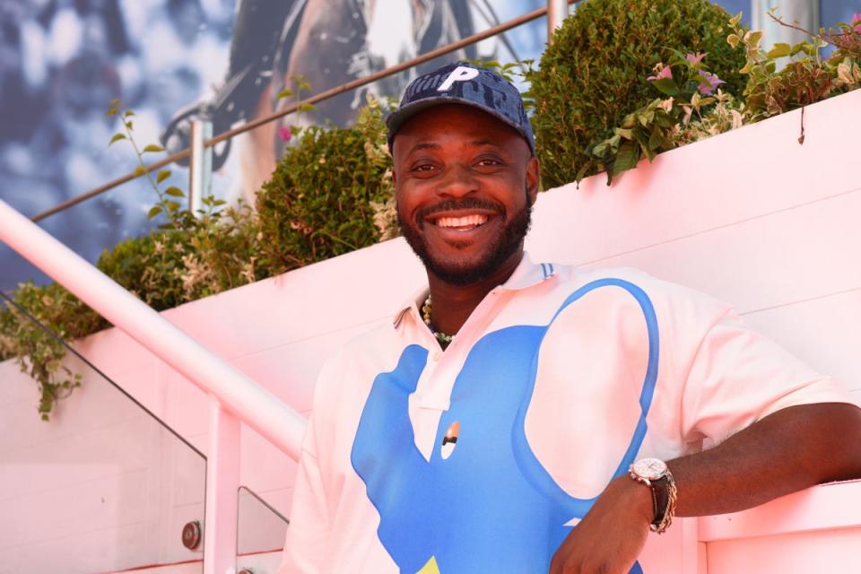 Longines Hospitality Lounge at Global Champions Tour: LONDON, ENGLAND - AUGUST 19: Yinka Ilori attends the Longines Global Champions Tour hospitality lounge, at Royal Hospital Chelsea on August 19, 2022 in London, England. (Dave Benett)