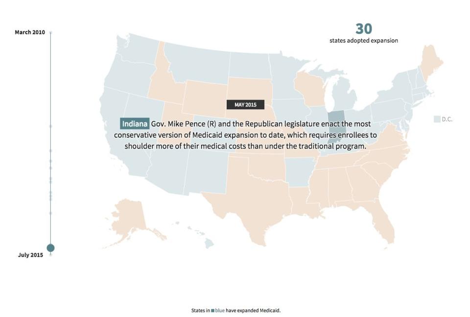 &ldquo;A two-tiered health care system is taking deeper root in America. In mainly Republican-led, Southern states, the uninsured rate remains disproportionately high. In sharp contrast, the ranks of the uninsured are falling sharply in states &mdash; most run by Democrats &mdash; that expanded Medicaid.&rdquo;<br /><br /><strong><i><a href="http://data.huffingtonpost.com/2015/10/obamacares-medicaid-expansion-helps-uninsured-where-its-allowed" target="_blank">Read the full story here.</a></i></strong>