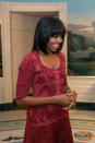 Michelle Obama<br> The birthday girl joined Twitter with her new @FLOTUS account on Thursday and posted a photo showing off her new hairdo just days before President Obama’s inauguration. Her shaggy cut and thick bangs take years off the first lady, and make her more stylish than ever.