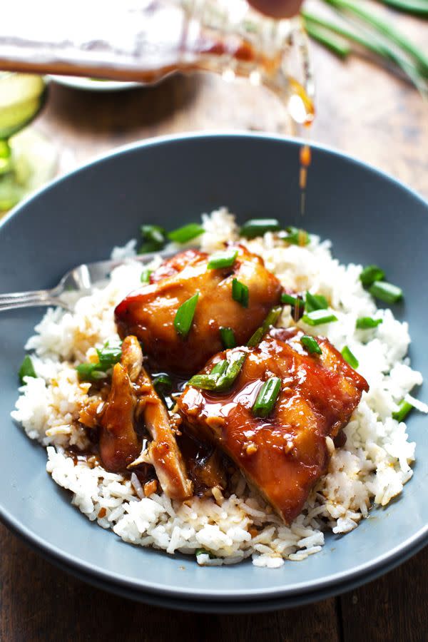 Sticky Bourbon Chicken With Rice