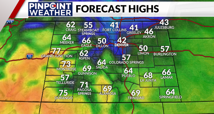 Pinpoint Weather: Daily highs on April 19 