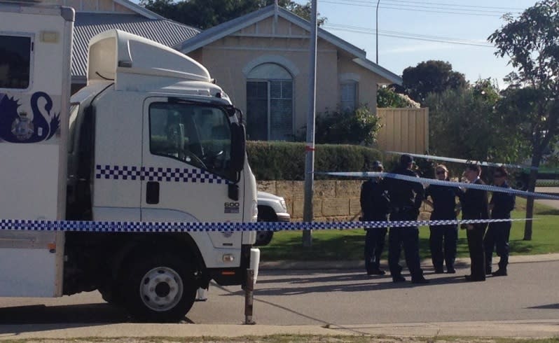 Police investigate the scene at Yangebup. Picture: Seven News