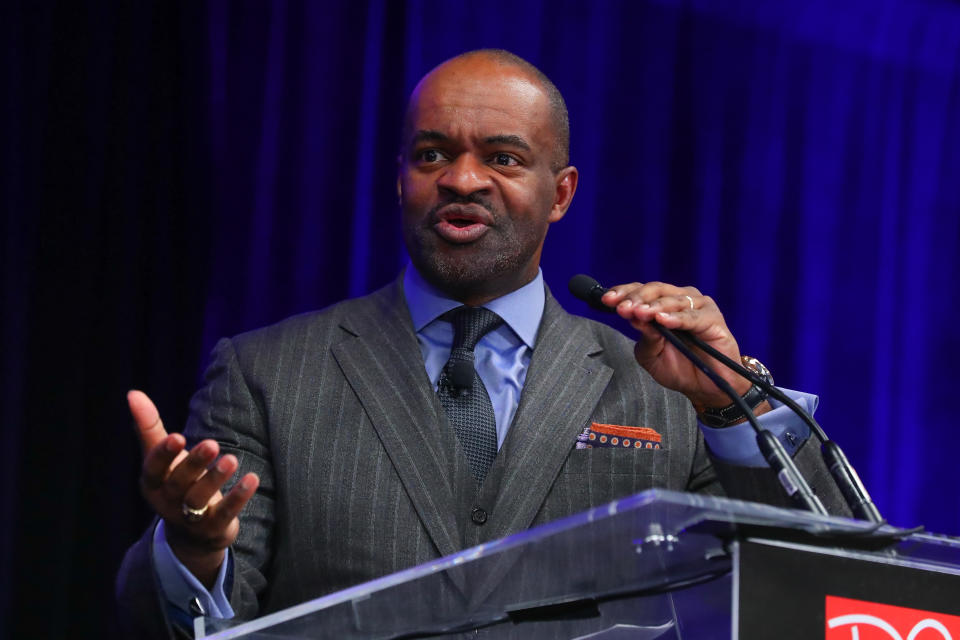 ATLANTA, GA - JANUARY 31:  DeMaurice Smith  the Executive Director of the National Football League Players' Association (NFLPA) speaks during the NFLPA Press Conference on January 31, 2019 at the Georgia World Congress Center in Atlanta, GA.  (Photo by Rich Graessle/Icon Sportswire via Getty Images)