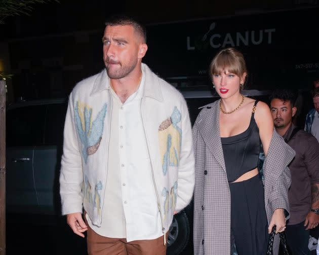 Travis Kelce and Taylor Swift arrive at the 