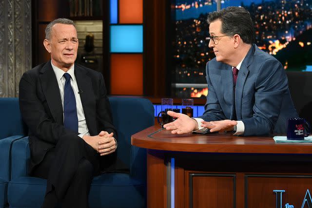 Scott Kowalchyk/CBS Tom Hanks and Stephen Colbert