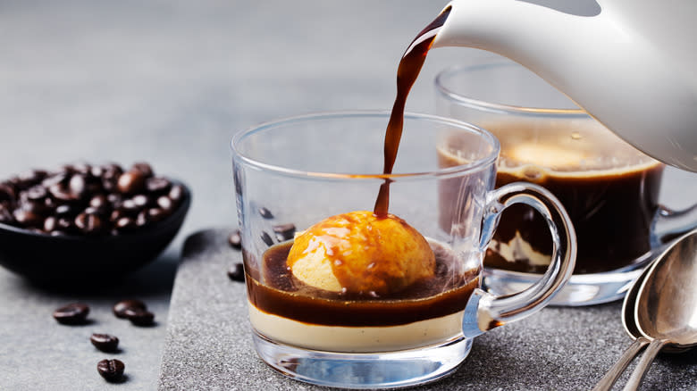 affogato coffee with ice cream