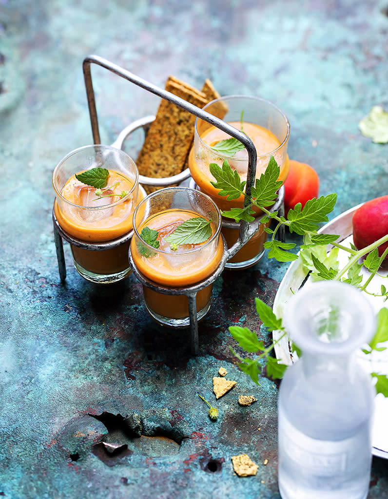 Gaspacho tomates, abricots et verveine