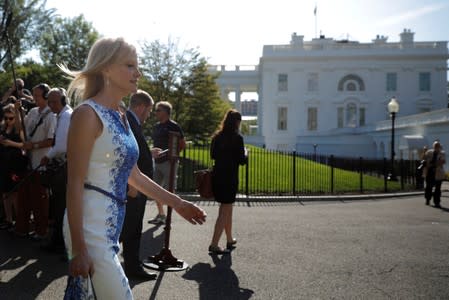 White House senior advisor Kellyanne Conway arrives at the White House in Washington, U.S.