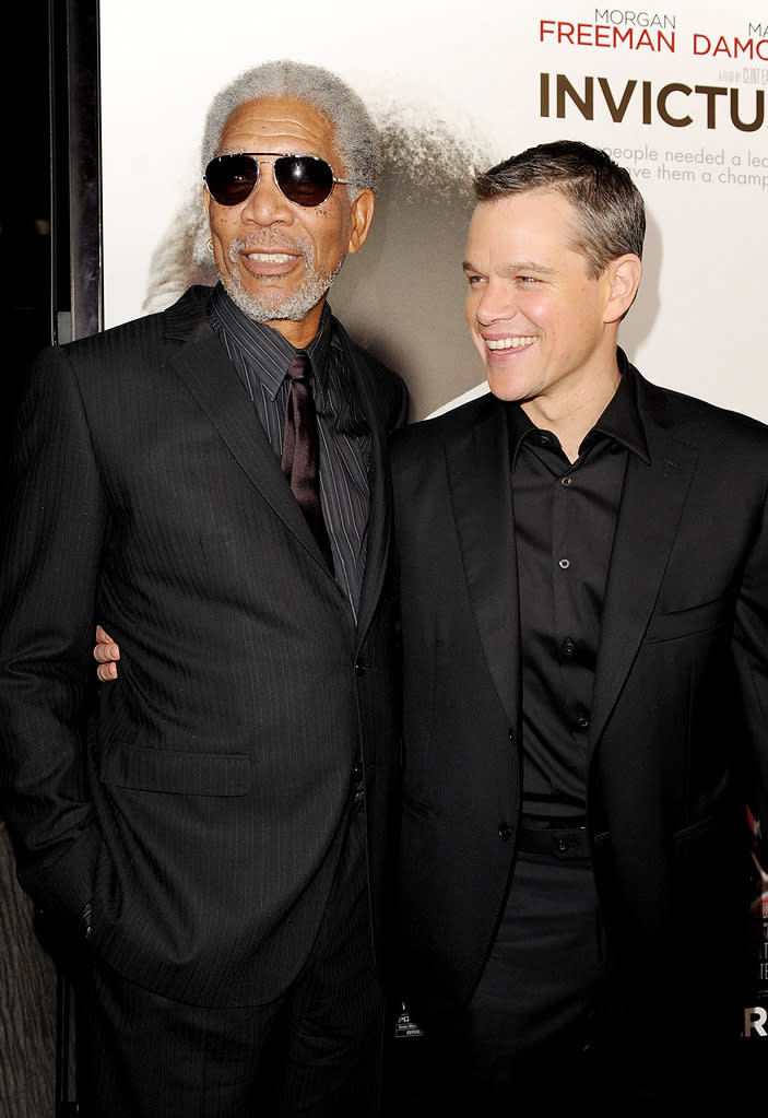 Invictus LA premiere 2009 Morgan Freeman MAtt damon