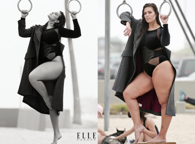 Ashley Graham, modelo curvy, ¡víctima del Photoshop en Elle!