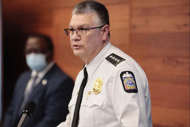 Interim Columbus Police Chief Michael Wood addresses media during a press conference to release more information to the public about the events surrounding the death of Ma'Khia Bryant who was shot and killed by a Columbus Police officer on April 20, 2021.