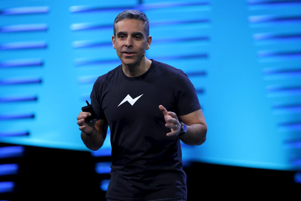 David Marcus, vice president of messaging products at Facebook, speaks on stage during the Facebook F8 conference in San Francisco, California April 12, 2016. REUTERS/Stephen Lam