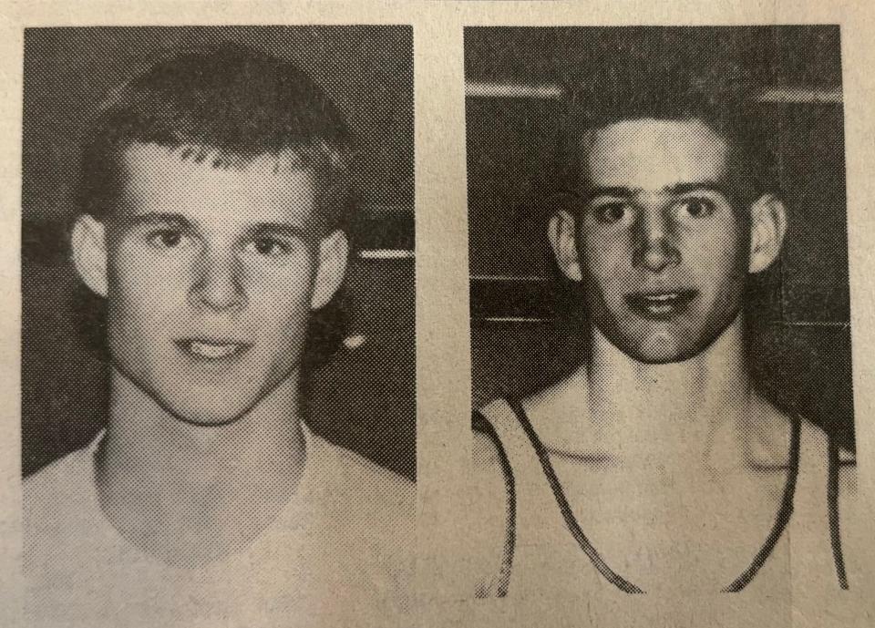 Luke Akins (left) and Nate Oats (right) during their senior year of high school in 1992 in Watertown, Wisconsin.