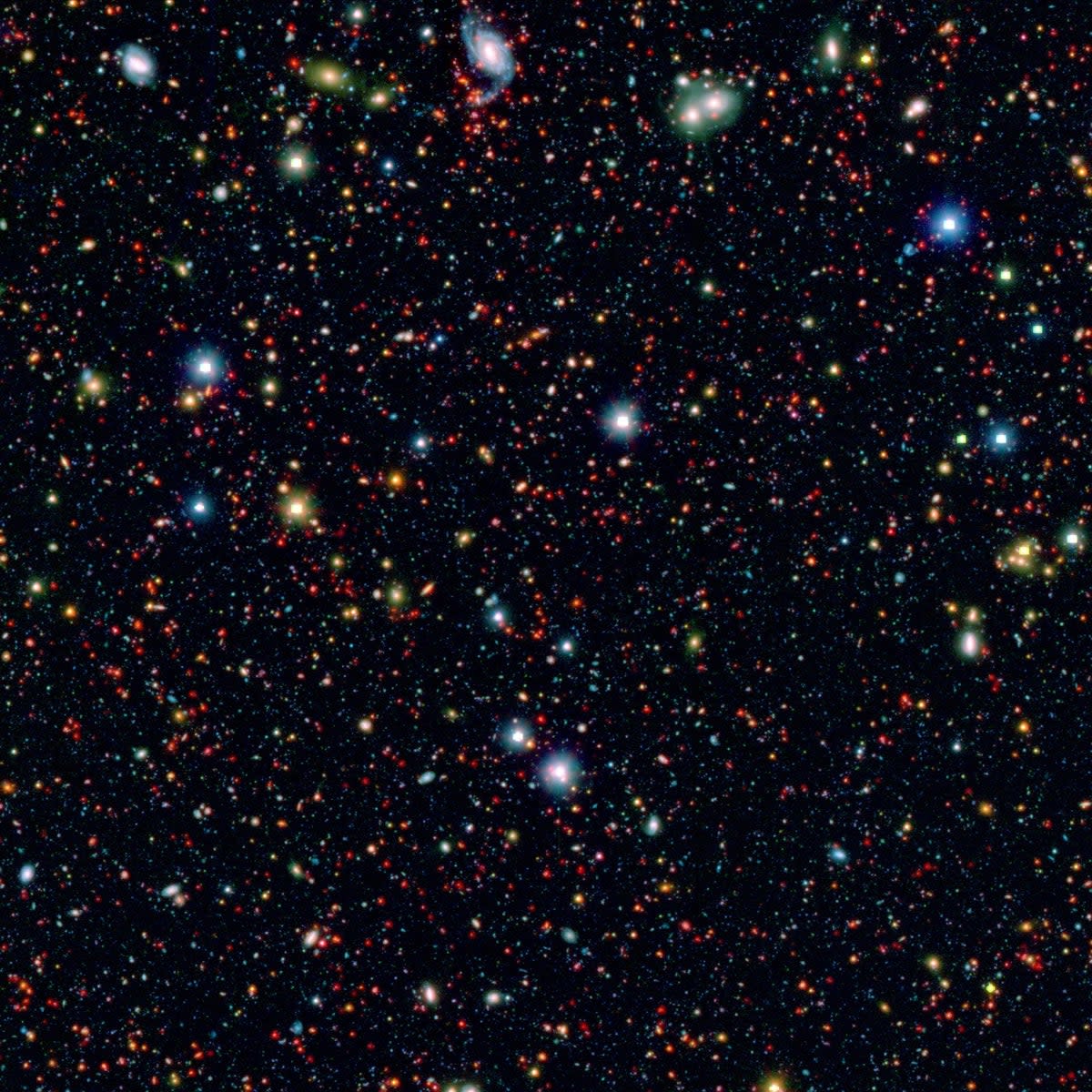 Millions of galaxies populate an image of the Cosmic Evolution Survey, or Cosmos field (Nasa)