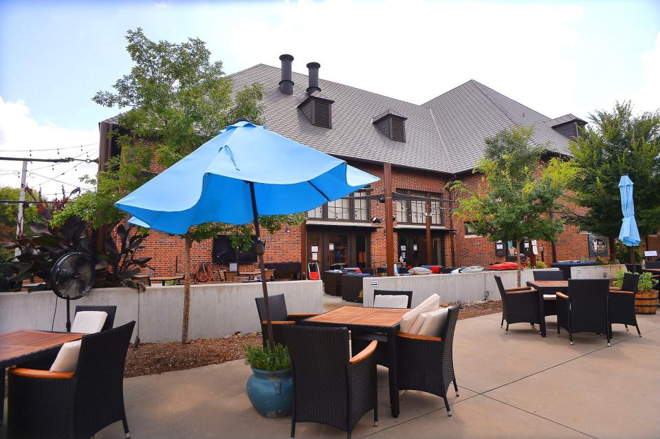 Dray Bar & Grill outdoor dining area at the Drayton Mills Marketplace in the Drayton community of Spartanburg, Wednesday, August 12, 2020. 