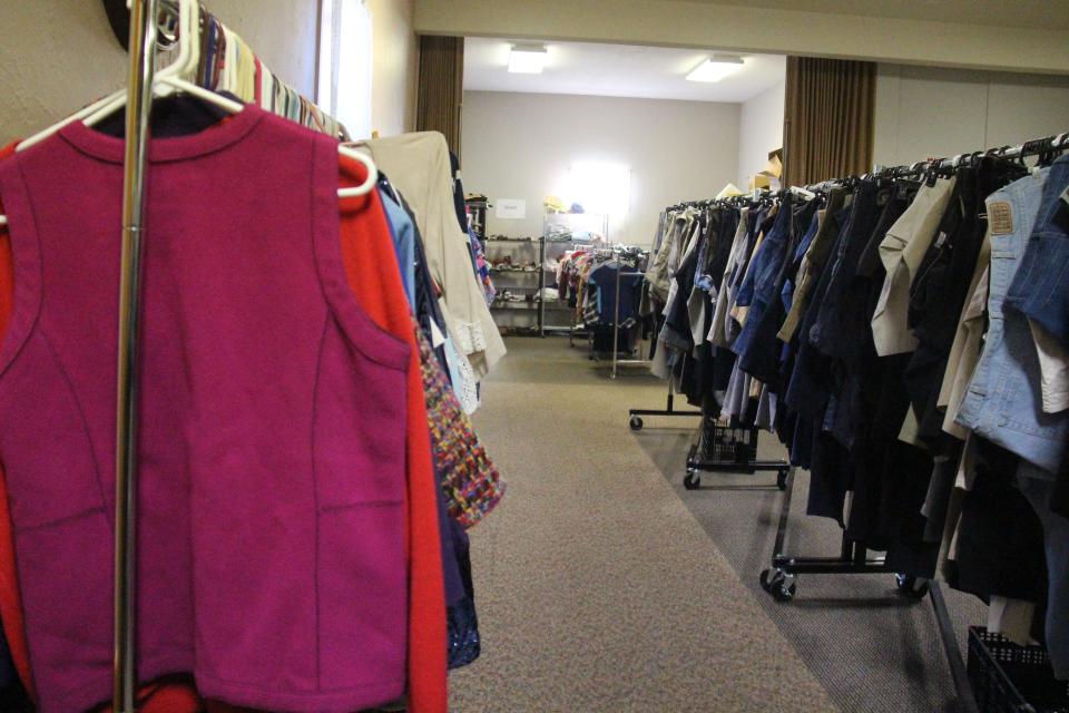 Some of the donated items for the Care Closet are on display at First Christian Church in Perry.