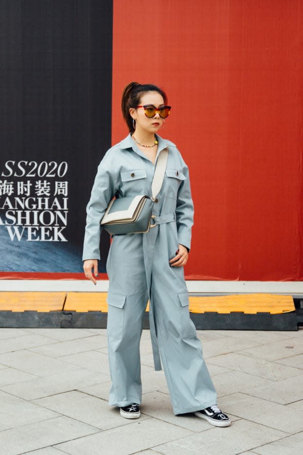 <p>On the street at Shanghai Fashion Week Spring 2020. Photo: Emily Malan/Fashionista</p>
