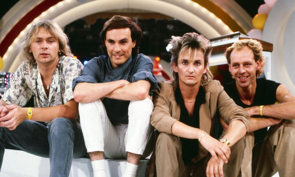 <span>Peter Schilling (second left) on German TV programme Die Spielbude, 1984.</span><span>Photograph: United Archives/Getty Images</span>