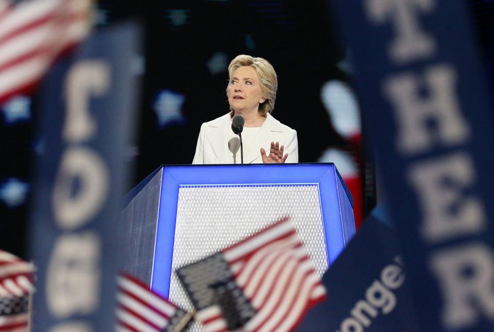 Hillary Clinton officially accepted her party's nomination for president Thursday night at the Democratic National Convention in Philadelphia. (Photo: Paul Morigi/WireImage)