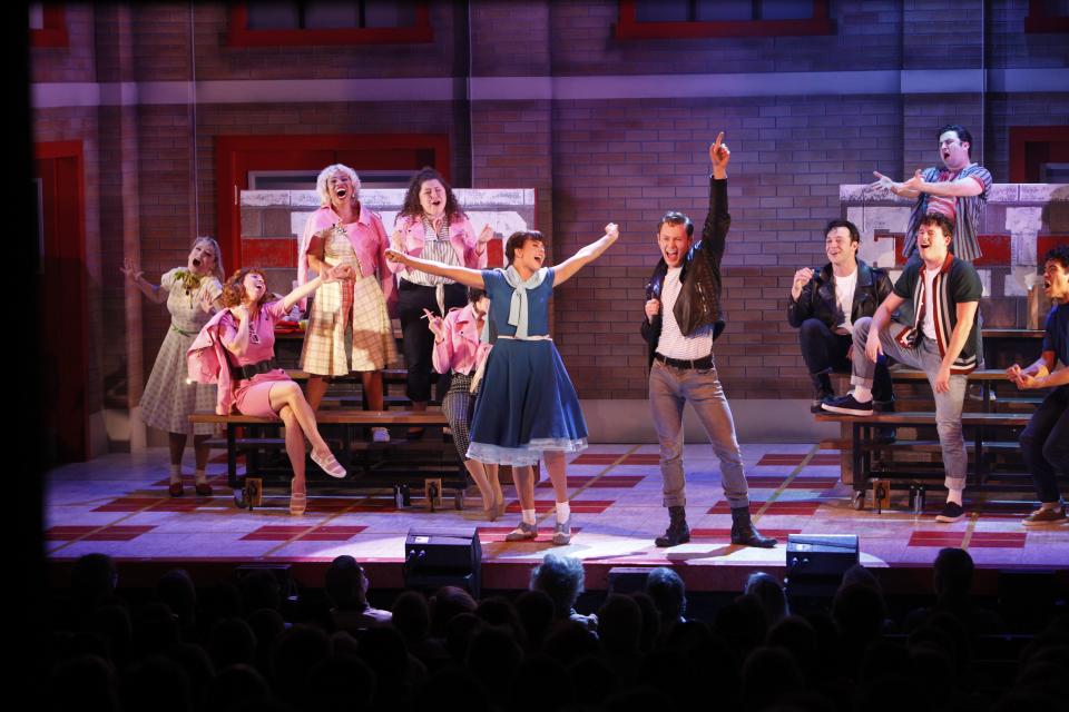 The ensemble cast in the Cape Playhouse 50th anniversary production of the musical "Grease."