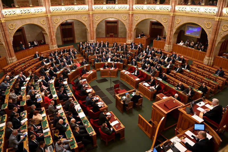 ▲匈牙利議會當地時間27日，投票批准芬蘭加入北約（NATO）的法案。（圖／美聯社／達志影像）