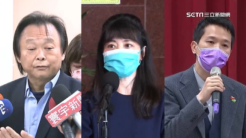 王世堅（左）、高嘉瑜（中）、何志偉（右）的「煎鮪魚」組合讓民進黨黨員很不滿。