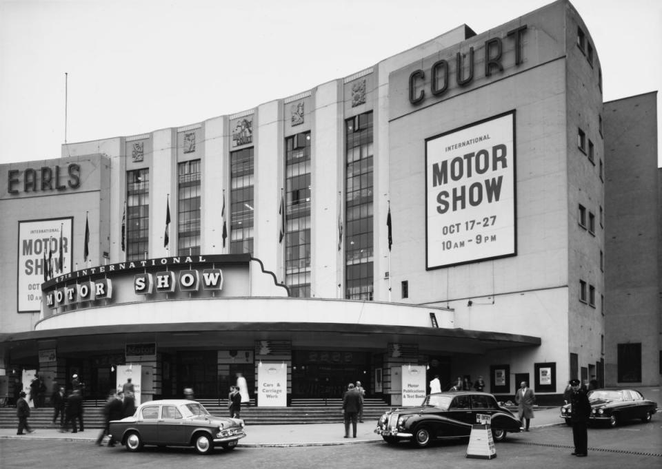 A general exterior view of the 49th British International Motor Show at the Earls Court Exhibition Centre on 24th October 1962 in Kensington, Londo (Getty Images)