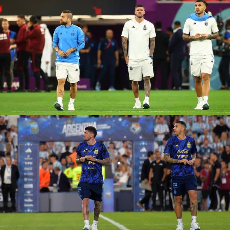 La imagen comparativa de una cábala que nació en la Copa América y se repitió hoy antes del amistoso con Panamá