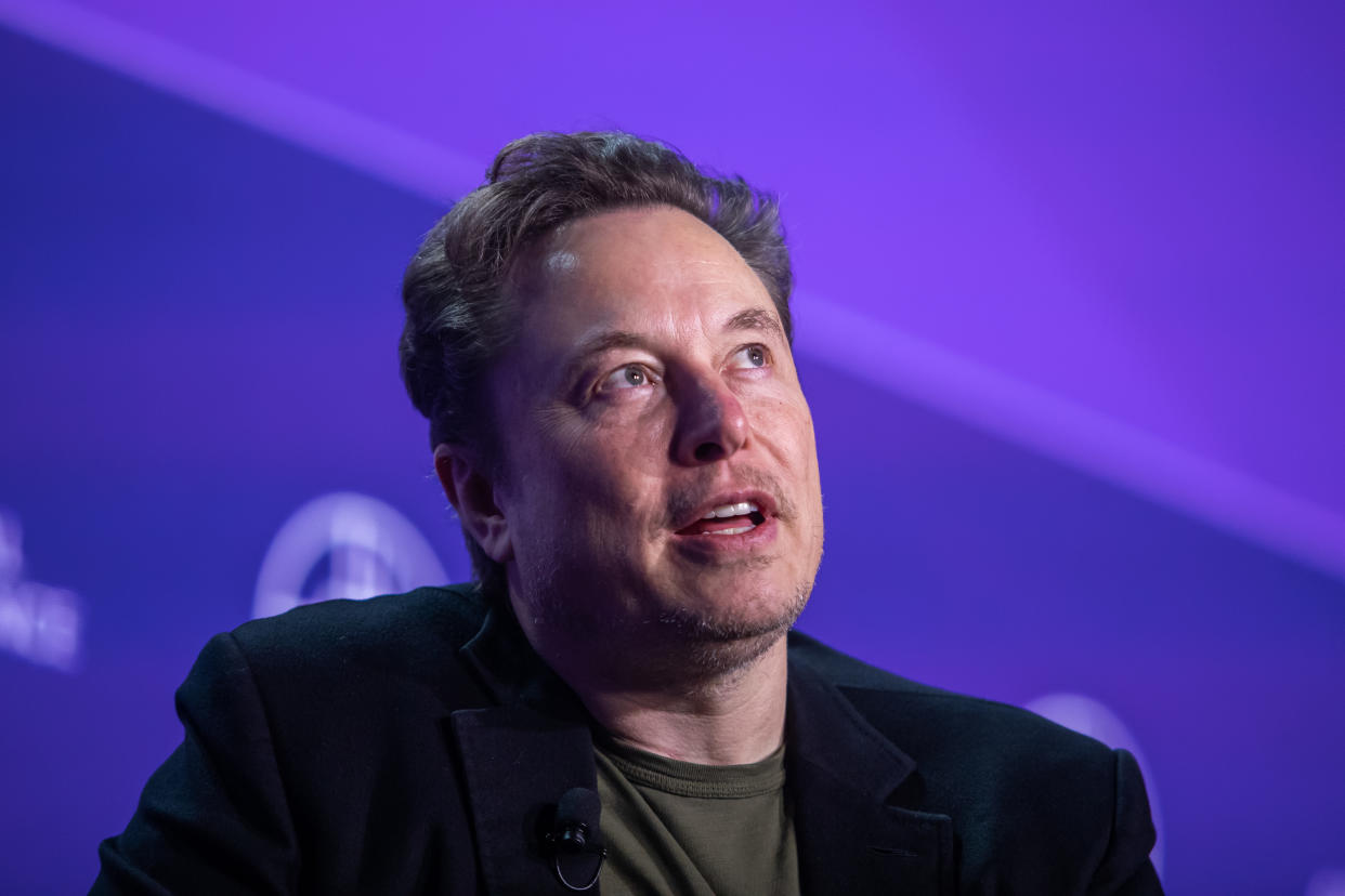 BEVERLY HILLS, CALIFORNIA - MAY 6: Elon Musk, co-founder of Tesla and SpaceX and owner of X Holdings Corp., speaks at the Milken Institute's Global Conference at the Beverly Hilton Hotel,on May 6, 2024 in Beverly Hills, California. The 27th annual global conference explores various topics, from the rise of generative AI to electric vehicle trends and features participants, soccer star David Beckham and actor Ashton Kutcher. (Photo by Apu Gomes/Getty Images)