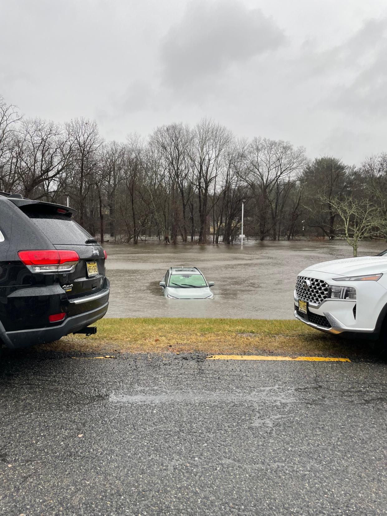 Flooding near St. Clare's Hospital in Denville, Monday, December 8,2023