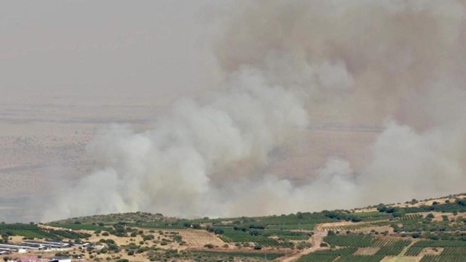 Smoke rises from forest fires near the Israel-Lebanon border