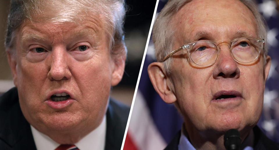 President Trump and former Senate Majority Leader Harry Reid. (Photos: Chip Somodevilla/Getty Images)