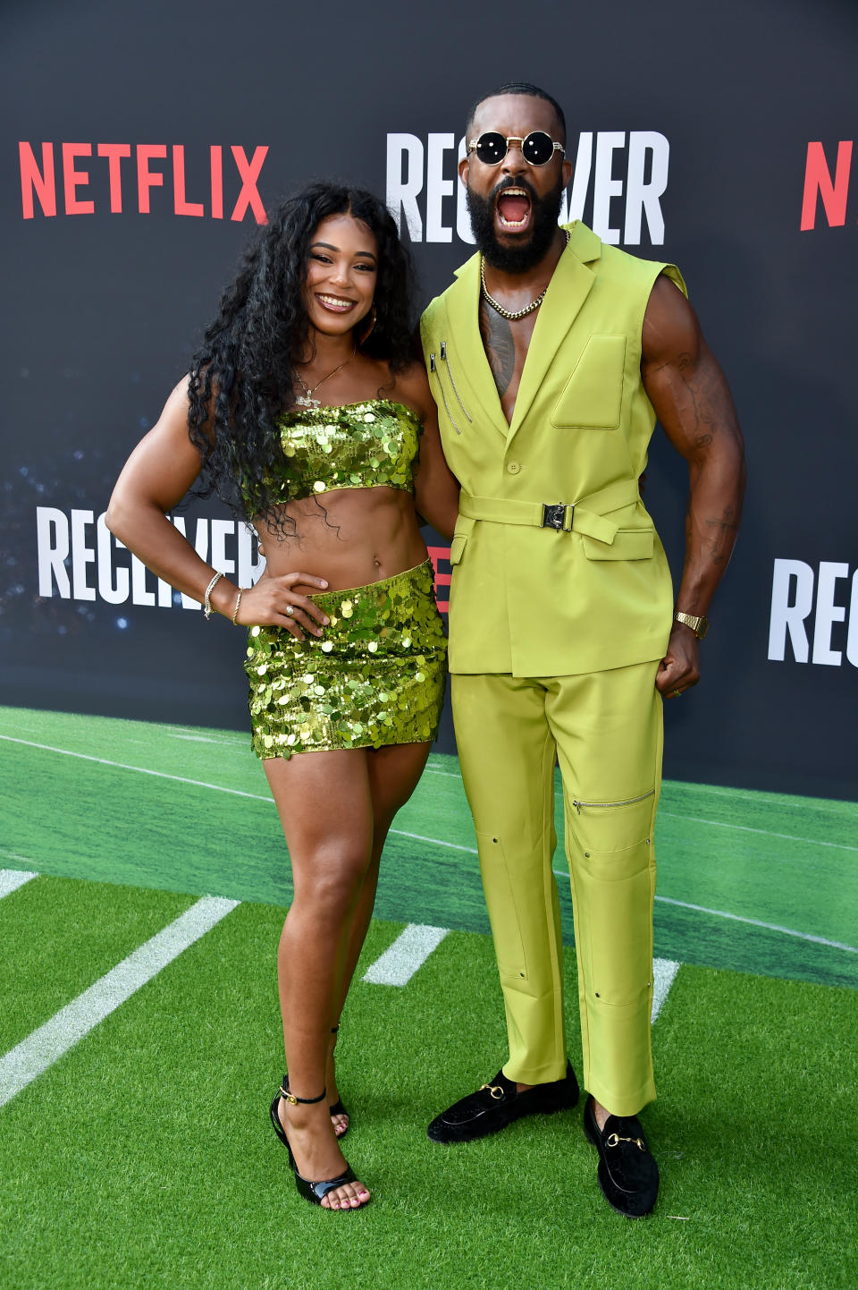 Bianca Belair and Montez Ford at Netflix's “Receiver” premiere held at the Tudum Theater on July 9, 2024 in Los Angeles, California.