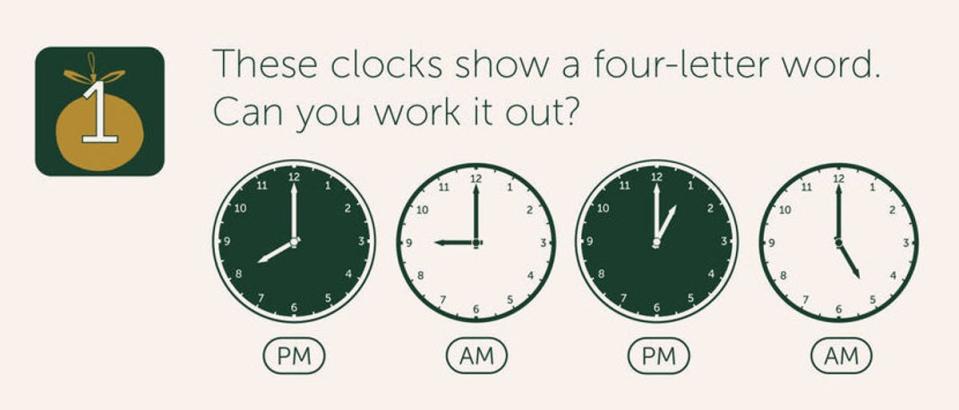 These clocks show a four-letter word. Can you work it out? (PA)