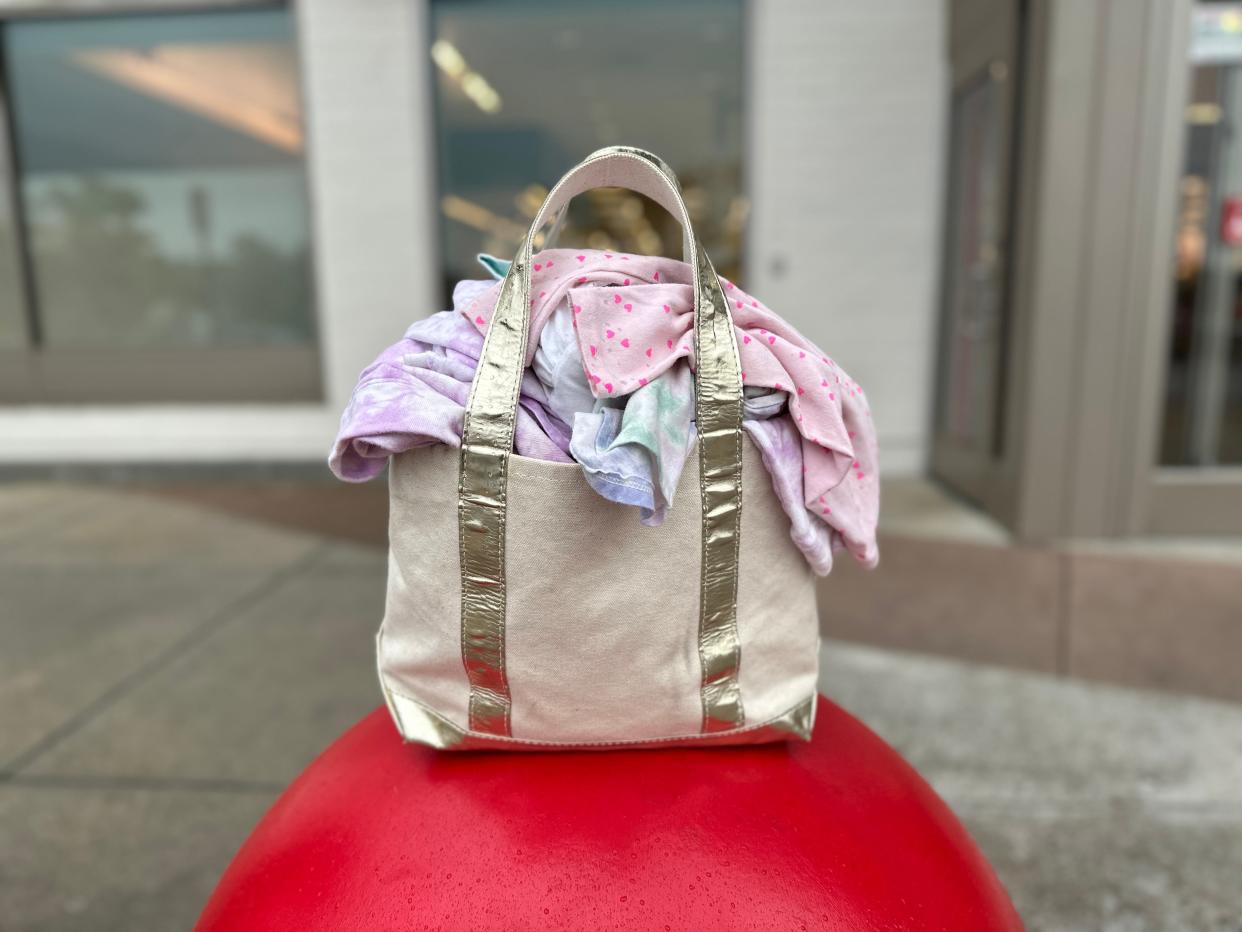 A bag full of clothes ready to be returned to Target.