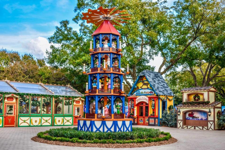 The Dallas Arboretum’s “Christmas Village” decorated for the holidays.