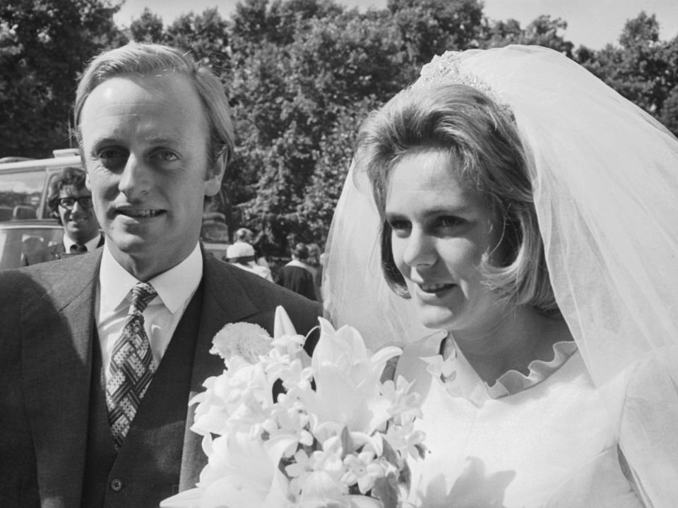 Camilla and Andrew Parker-Bowles on their wedding day