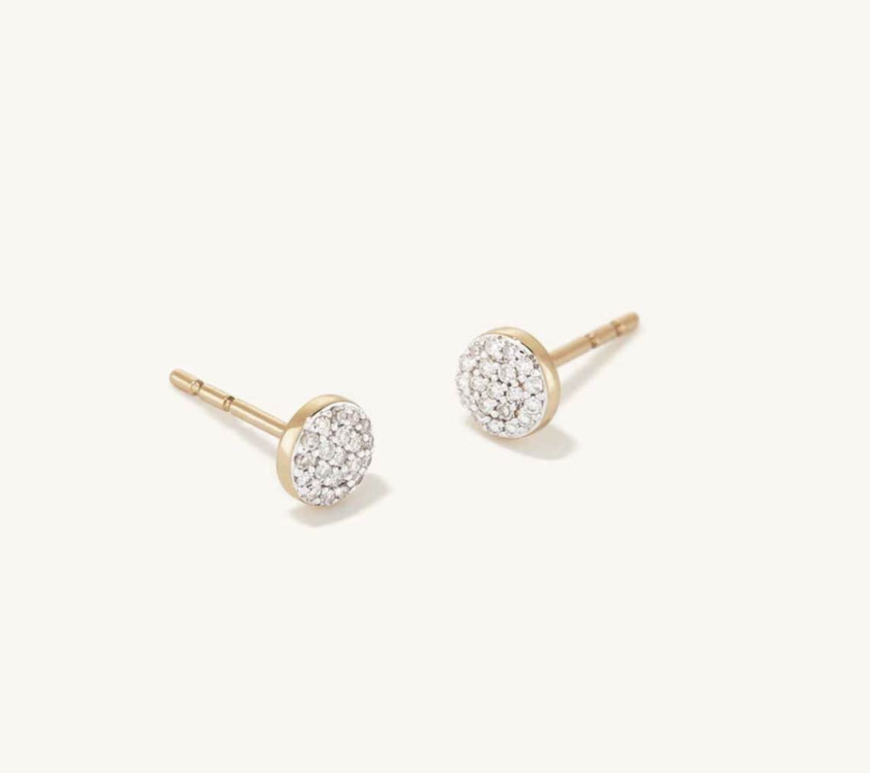 Pavé Diamond Round Studs (Photo via Mejuri)