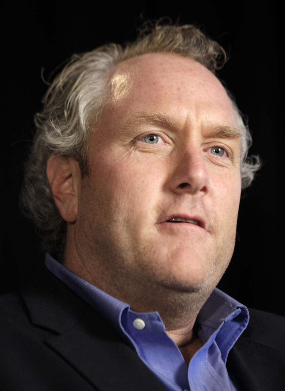 FILE - In a Tuesday, June 7, 2011 file photo, Andrew Breitbart speaks in New York. The uproar over Rush Limbaugh's comments about a young woman's sex life underscores the outsized role that conservative media figures play in Republican politics. Limbaugh, the late Andrew Breitbart and even Donald Trump have such faithful followers among the party's core supporters that Republican politicians often fear they'll pay a painful price for crossing them. (AP Photo/Kathy Willens, File)