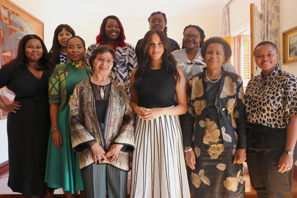 Meghan Markle <a href="https://people.com/royals/meghan-markle-hosts-meeting-with-south-african-female-activists/" rel="nofollow noopener" target="_blank" data-ylk="slk:hosted a meeting with a group of South African female activists;elm:context_link;itc:0;sec:content-canvas" class="link ">hosted a meeting with a group of South African female activists</a>. For the occasion, The Duchess of Sussex opted for a sleek black tank top, a black and white striped midi <a href="http://www.anrdoezrs.net/links/8029122/type/dlg/sid/PEO,Shopping:EveryOutfitMeghanMarkleHasWornonHerRoyalTourinAfrica(andHowtoGetHerLook!),kamiphillips2,Unc,Gal,7319077,201910,I/https://www.jcrew.com/c/womens_category/skirts" rel="nofollow noopener" target="_blank" data-ylk="slk:skirt from J.Crew;elm:context_link;itc:0;sec:content-canvas" class="link ">skirt from J.Crew</a>, and her classic black Manolo Blahnik pumps. <strong>Get the Look!</strong> Banana Republic Stripe Pleated Midi Skirt, $46.99 (orig. $119); <a href="http://www.anrdoezrs.net/links/8029122/type/dlg/sid/PEO,Shopping:EveryOutfitMeghanMarkleHasWornonHerRoyalTourinAfrica(andHowtoGetHerLook!),kamiphillips2,Unc,Gal,7319077,201910,I/https://bananarepublic.gap.com/browse/product.do?pid=493366002" rel="nofollow noopener" target="_blank" data-ylk="slk:bananarepublic.com;elm:context_link;itc:0;sec:content-canvas" class="link ">bananarepublic.com</a> Allegra K Striped Button Front Elastic Back Waist a Line Midi Skirt, $20.99–$24.99; <a href="https://www.amazon.com/Allegra-Womens-Stripes-Button-Elastic/dp/B079GYM5K8/ref=as_li_ss_tl?dchild=1&keywords=women+black+and+white+striped+midi+skirt&qid=1569955931&sr=8-3&th=1&linkCode=ll1&tag=poamzfmeghanmarkleafricatourkphillips1019-20&linkId=6c1f01ace7aa0733b849594293807e5d&language=en_US" rel="nofollow noopener" target="_blank" data-ylk="slk:amazon.com;elm:context_link;itc:0;sec:content-canvas" class="link ">amazon.com</a> Club Monaco Annina Skirt, $180; <a href="https://click.linksynergy.com/deeplink?id=93xLBvPhAeE&mid=42352&murl=https%3A%2F%2Fwww.shopbop.com%2Fannina-skirt-club-monaco%2Fvp%2Fv%3D1%2F1514820854.htm&u1=PEO%2CShopping%3AEveryOutfitMeghanMarkleHasWornonHerRoyalTourinAfrica%28andHowtoGetHerLook%21%29%2Ckamiphillips2%2CUnc%2CGal%2C7319077%2C201910%2CI" rel="nofollow noopener" target="_blank" data-ylk="slk:shopbop.com;elm:context_link;itc:0;sec:content-canvas" class="link ">shopbop.com</a> Diane von Furstenberg Debra Printed Silk-Crepon Midi Skirt, $350; <a href="https://click.linksynergy.com/deeplink?id=93xLBvPhAeE&mid=24449&murl=https%3A%2F%2Fwww.net-a-porter.com%2Fus%2Fen%2Fproduct%2F1177971%2Fdiane_von_furstenberg%2Fdebra-printed-silk-crepon-midi-skirt&u1=PEO%2CShopping%3AEveryOutfitMeghanMarkleHasWornonHerRoyalTourinAfrica%28andHowtoGetHerLook%21%29%2Ckamiphillips2%2CUnc%2CGal%2C7319077%2C201910%2CI" rel="nofollow noopener" target="_blank" data-ylk="slk:net-a-porter.com;elm:context_link;itc:0;sec:content-canvas" class="link ">net-a-porter.com</a> Proenza Schouler Pleated Merino Wool Midi Skirt, $890; <a href="https://click.linksynergy.com/deeplink?id=93xLBvPhAeE&mid=1237&murl=https%3A%2F%2Fshop.nordstrom.com%2Fs%2Fproenza-schouler-pleated-merino-wool-midi-skirt%2F5300561&u1=PEO%2CShopping%3AEveryOutfitMeghanMarkleHasWornonHerRoyalTourinAfrica%28andHowtoGetHerLook%21%29%2Ckamiphillips2%2CUnc%2CGal%2C7319077%2C201910%2CI" rel="nofollow noopener" target="_blank" data-ylk="slk:nordstrom.com;elm:context_link;itc:0;sec:content-canvas" class="link ">nordstrom.com</a>