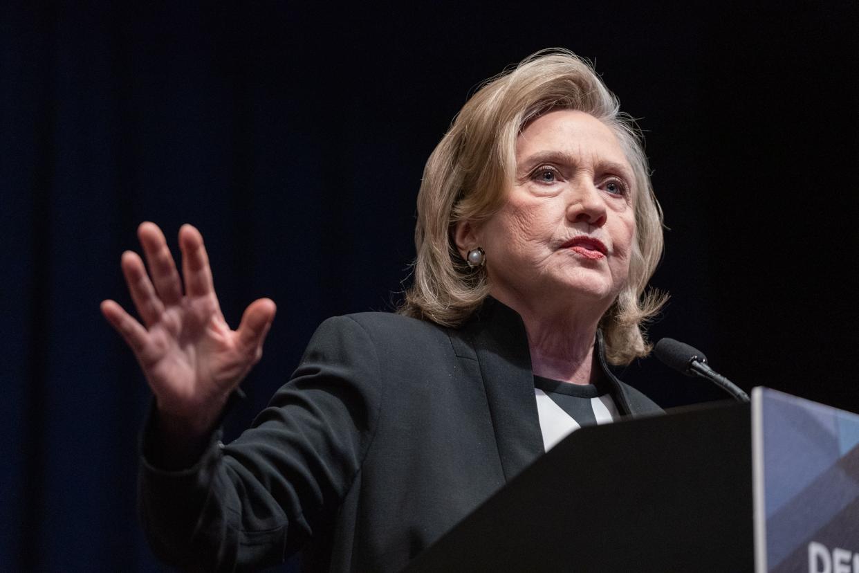 Hillary Clinton speaks during the 2022 New York State Democratic Convention at the Sheraton Midtown Thursday, Feb. 17, 2022 in Manhattan, New York. 