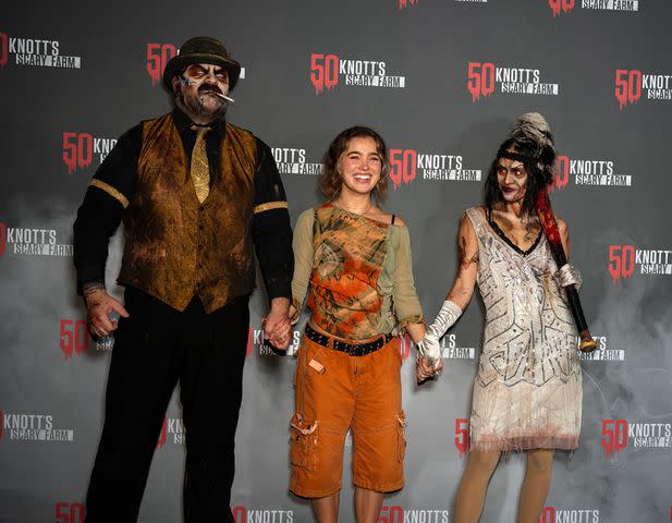 <p>Jerod Harris for Getty</p> Haley Lu Richardson at Knott's Scary Farm