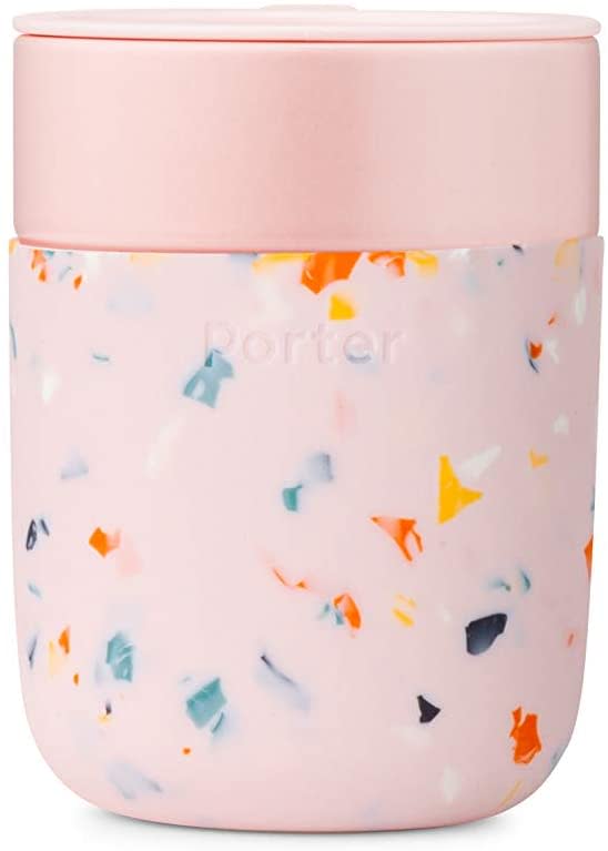 pink reusable coffee cup 